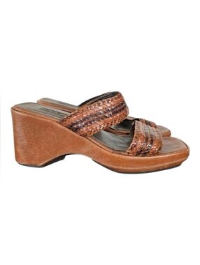 Via‎ Spiga Braided Brown Leather Bohemian Chic Cottagecore Wedge Sandals sz 8.5